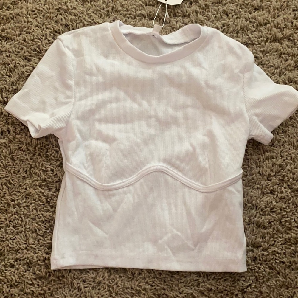 Amazon White Ribbed T Shirt